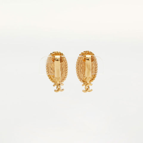 CHANEL 1971-1980s COCO Mark Rhinestone Earring gold WS14971