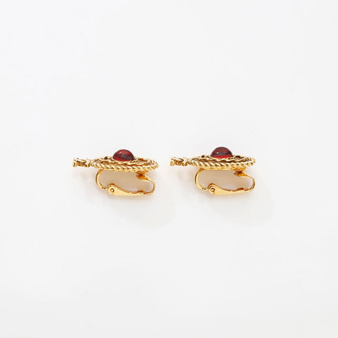 CHANEL 1971-1980s COCO Mark Rhinestone Earring gold WS14971