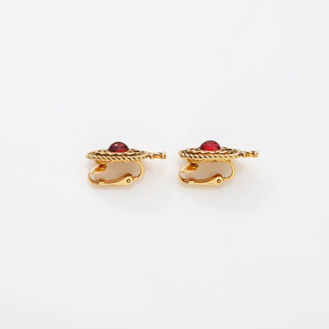 CHANEL 1971-1980s COCO Mark Rhinestone Earring gold WS14971