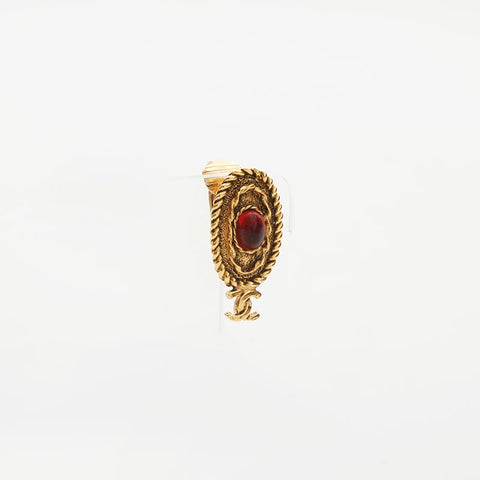 CHANEL 1971-1980s COCO Mark Rhinestone Earring gold WS14971