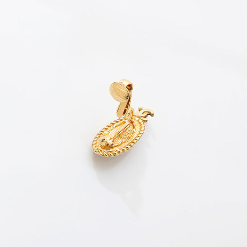 CHANEL 1971-1980 COCO Mark Boucle d'oreille strass or WS14971