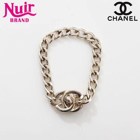 CHANEL 1996 COCO Mark Turnlock bracelet Silver WS14972