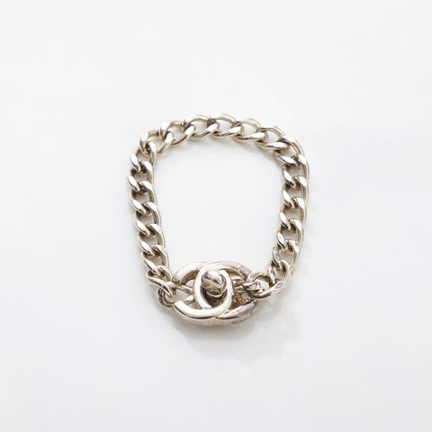 CHANEL 1996 COCO Mark Turnlock bracelet Silver WS14972