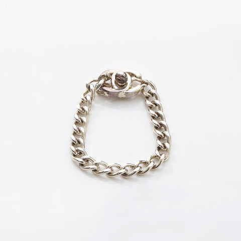 CHANEL 1996 COCO Mark Turnlock bracelet Silver WS14972