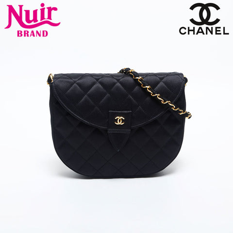 シャネル CHANEL 4番台 1994-1999 サテン マトラッセ ショルダーバッグ ブラック WS14975
