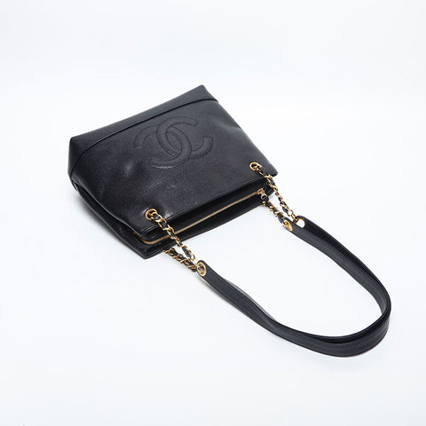 シャネル CHANEL 2番台 1993-1994 キャビアスキン トリプルココ ショルダーバッグ ブラック WS14977
