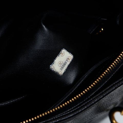 シャネル CHANEL 2番台 1993-1994 キャビアスキン トリプルココ ショルダーバッグ ブラック WS14977