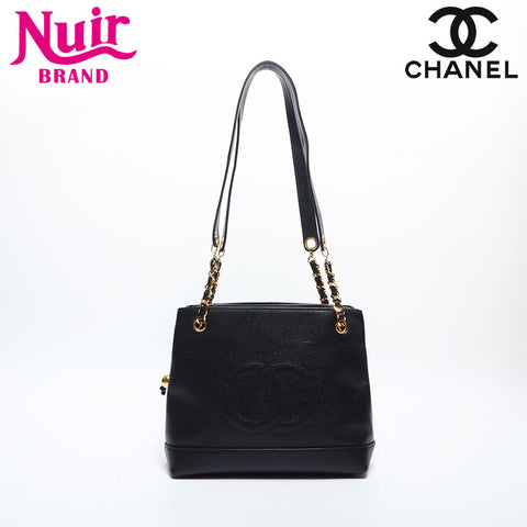シャネル CHANEL 2番台 1993-1994 キャビアスキン トリプルココ ショルダーバッグ ブラック WS14977