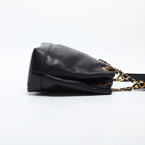 シャネル CHANEL 2番台 1993-1994 キャビアスキン トリプルココ ショルダーバッグ ブラック WS14977