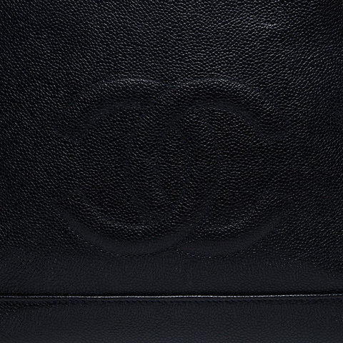 シャネル CHANEL 2番台 1993-1994 キャビアスキン トリプルココ ショルダーバッグ ブラック WS14977