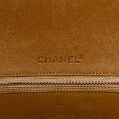 CHANEL No. 7 2001-2002 Lambskin Chocolate Bar Wild Stitch Shoulder Bag beige WS14979