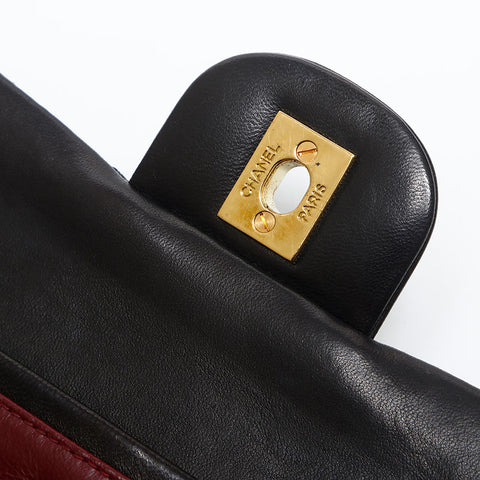 CHANEL No. 3 1994-1999 Lambskin Double Flap 9.8" Matelasse Shoulder Bag black WS14980