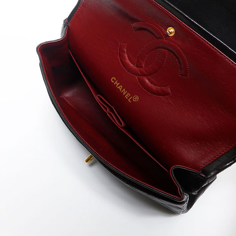 CHANEL No. 3 1994-1999 Lambskin Double Flap 9.8" Matelasse Shoulder Bag black WS14980