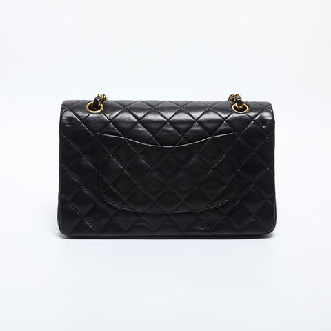 CHANEL No. 3 1994-1999 Lambskin Double Flap 9.8" Matelasse Shoulder Bag black WS14980