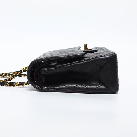 CHANEL No. 3 1994-1999 Lambskin Double Flap 9.8" Matelasse Shoulder Bag black WS14980