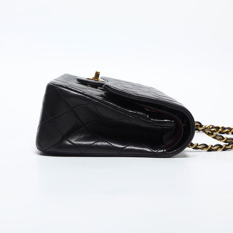 CHANEL No. 3 1994-1999 Lambskin Double Flap 9.8" Matelasse Shoulder Bag black WS14980