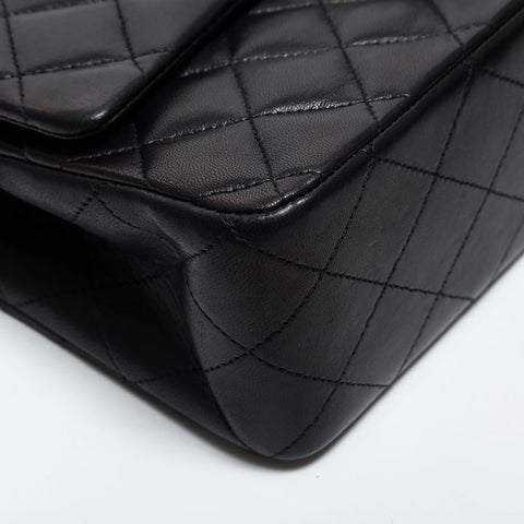 CHANEL No. 3 1994-1999 Lambskin Double Flap 9.8" Matelasse Shoulder Bag black WS14980