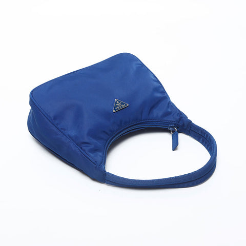 PRADA Nylon Hobo Handbag blue WS14982