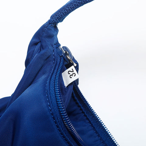 PRADA Nylon Hobo Handbag blue WS14982