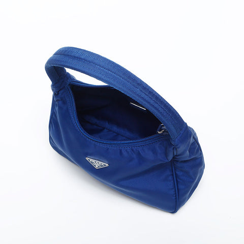 PRADA Nylon Hobo Handbag blue WS14982
