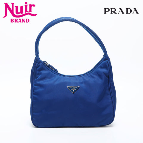 PRADA Nylon Hobo Handbag blue WS14982