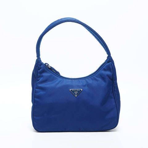 PRADA Nylon Hobo Handbag blue WS14982