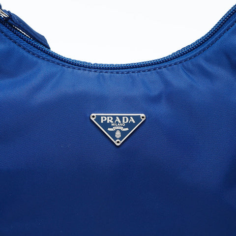 PRADA Nylon Hobo Handbag blue WS14982