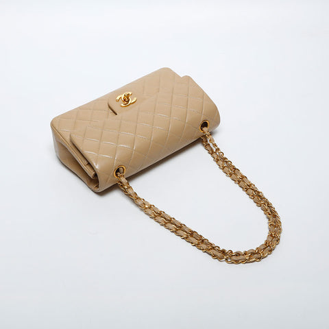 CHANEL No. 1 Lambskin Double Flap Matelasse 9.1" Shoulder Bag beige WS14984