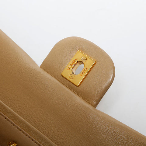 CHANEL No. 1 Lambskin Double Flap Matelasse 9.1" Shoulder Bag beige WS14984