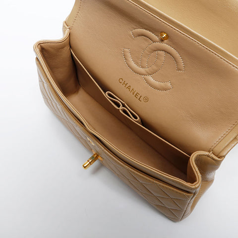 CHANEL No. 1 Lambskin Double Flap Matelasse 9.1" Shoulder Bag beige WS14984