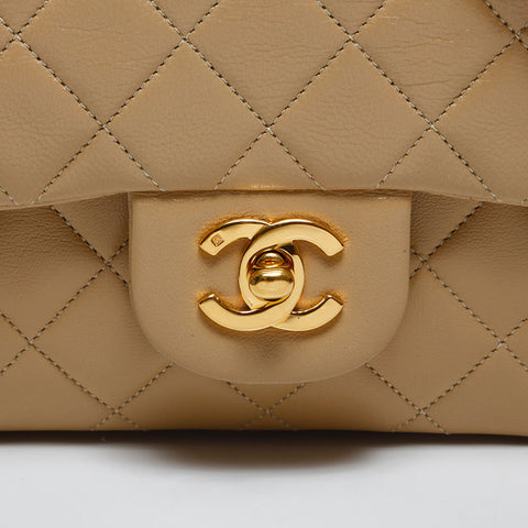 CHANEL No. 1 Lambskin Double Flap Matelasse 9.1" Shoulder Bag beige WS14984