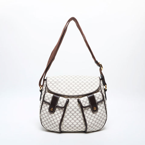 極美品 セリーヌ CELINE PVC マカダム ショルダーバッグ ホワイト WS14985
