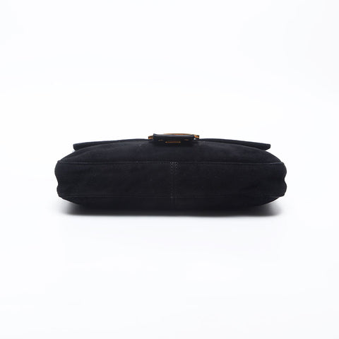 極美品 フェンディ FENDI スエード マンマバケット ショルダーバッグ ブラック WS14989
