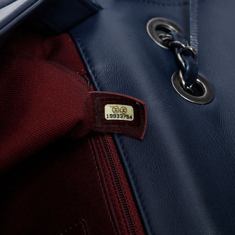 極美品 シャネル CHANEL 19番台 レザー フリンジ フラップ 2014 ショルダーバッグ  ネイビー WS14991