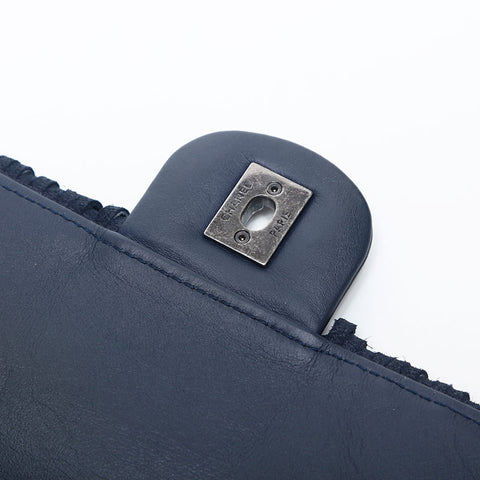 CHANEL 19th series Leather Fringe Flap 2014 Shoulder Bag Navy WS14991