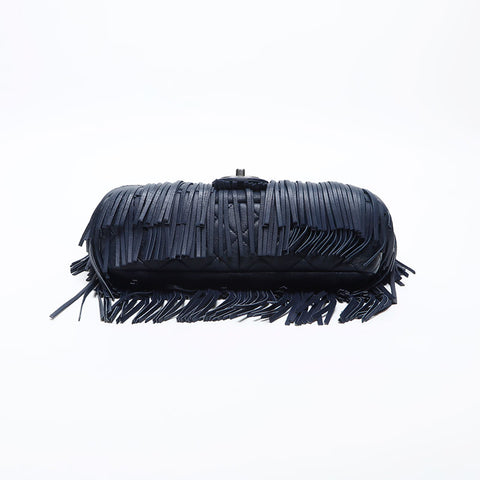 CHANEL 19th series Leather Fringe Flap 2014 Shoulder Bag Navy WS14991