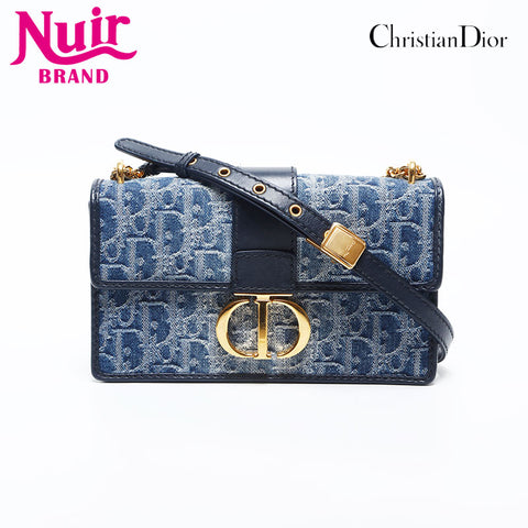 Christian Dior Trotter Denim Oblique Montage East West Shoulder Bag Navy WS14993