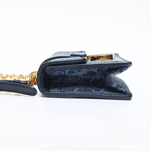 Christian Dior Trotter Denim Oblique Montage East West Shoulder Bag Navy WS14993