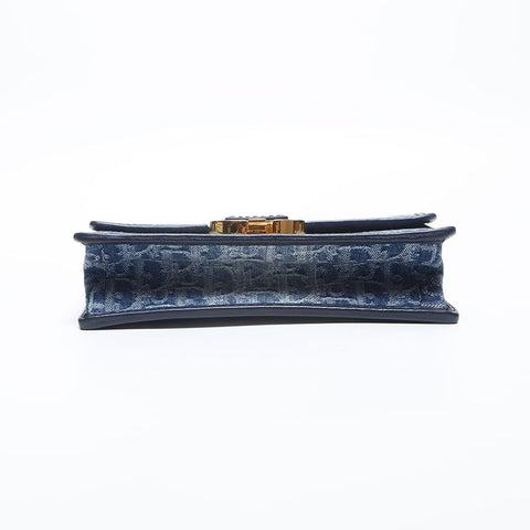 Christian Dior Trotter Denim Oblique Montage East West Shoulder Bag Navy WS14993
