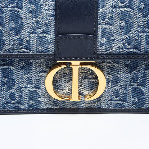 Christian Dior Trotter Denim Oblique Montage East West Shoulder Bag Navy WS14993