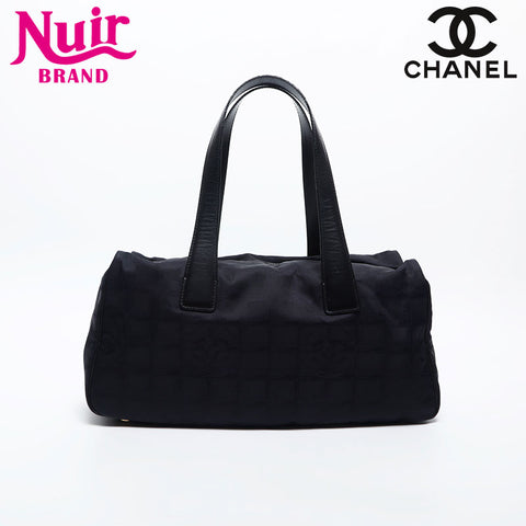 CHANEL No. 7 2001-2002 New Travel Mini Boston Nylon Shoulder Bag black WS14996