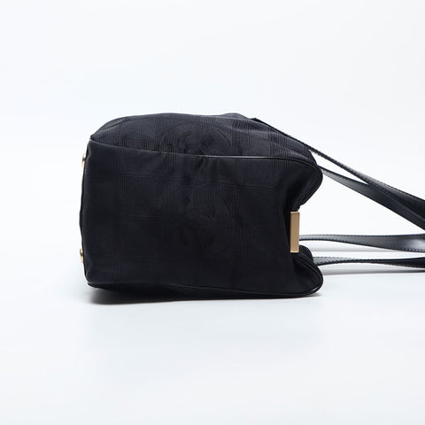 CHANEL No. 7 2001-2002 New Travel Mini Boston Nylon Shoulder Bag black WS14996