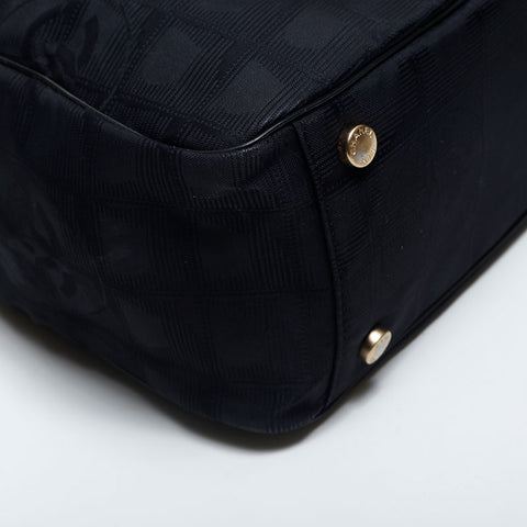 CHANEL No. 7 2001-2002 New Travel Mini Boston Nylon Shoulder Bag black WS14996