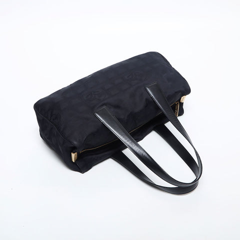 CHANEL No. 7 2001-2002 New Travel Mini Boston Nylon Shoulder Bag black WS14996