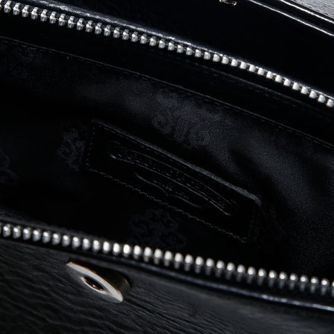 クロムハーツ CHROME HEARTS 2way レザー ドッグ アダムス BS フレア ハンドバッグ ブラック WS14997