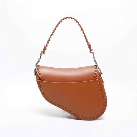 Christian Dior Leather Saddlebag Shoulder Bag Brown WS14998