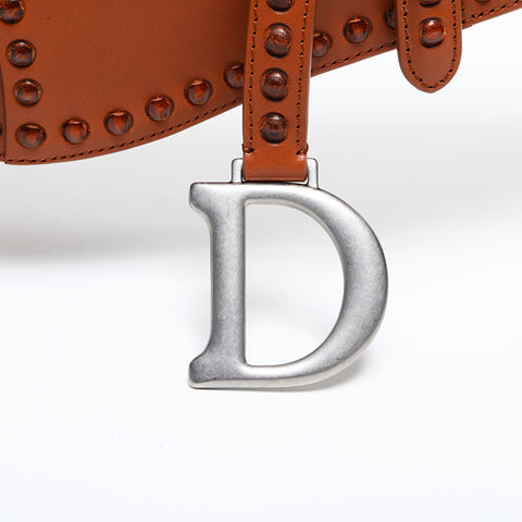 極美品 クリスチャンディオール Christian Dior レザー サドルバッグ ショルダーバッグ ブラウン WS14998