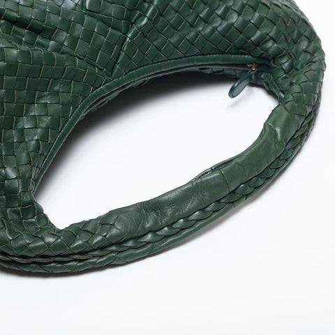 極美品 ボッテガヴェネタ BOTTEGAVENETA イントレチャート ホーボー ショルダーバッグ グリーン WS14999