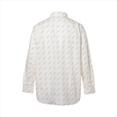 Balenciaga棉花尺寸39徽标全面图案18年长袖衬衫白色WS15003