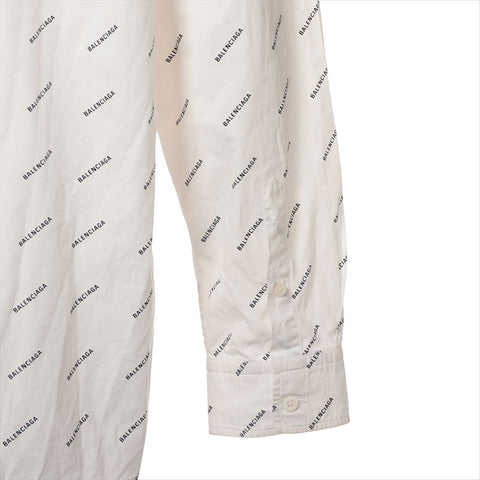 BALENCIAGA Cotton Size 39 Logo All-over Pattern 2018 Long sleeve shirt white WS15003